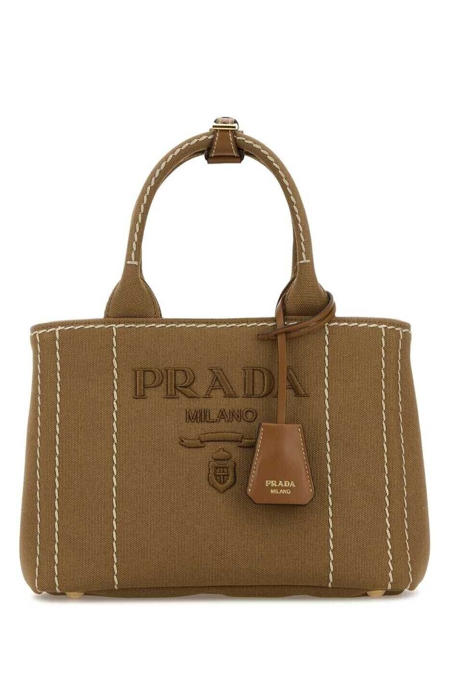 Prada Canapa Logo Canvas Tote Bag Brown